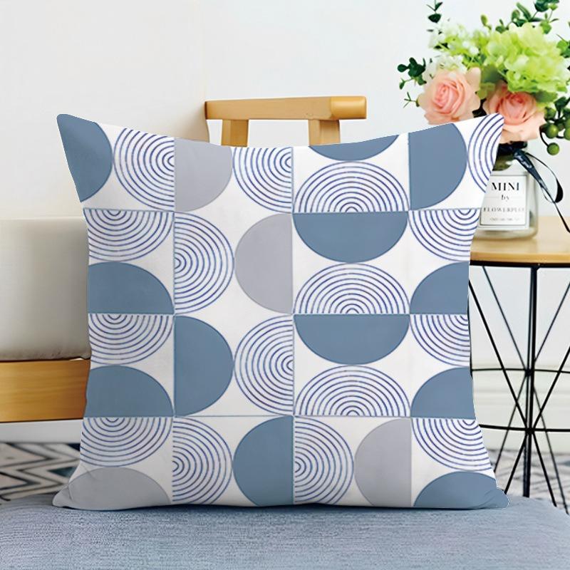Blue Simple Print Decorative Pillowcase Bedroom Living Room Square Cushion Pillowcase