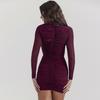 Women's Clothing, 2025, Autumn Fashion, Sexy Slim Fit, Mesh, Solid Color, Hollow Out, Long Sleeved, Hip Hugging Dress