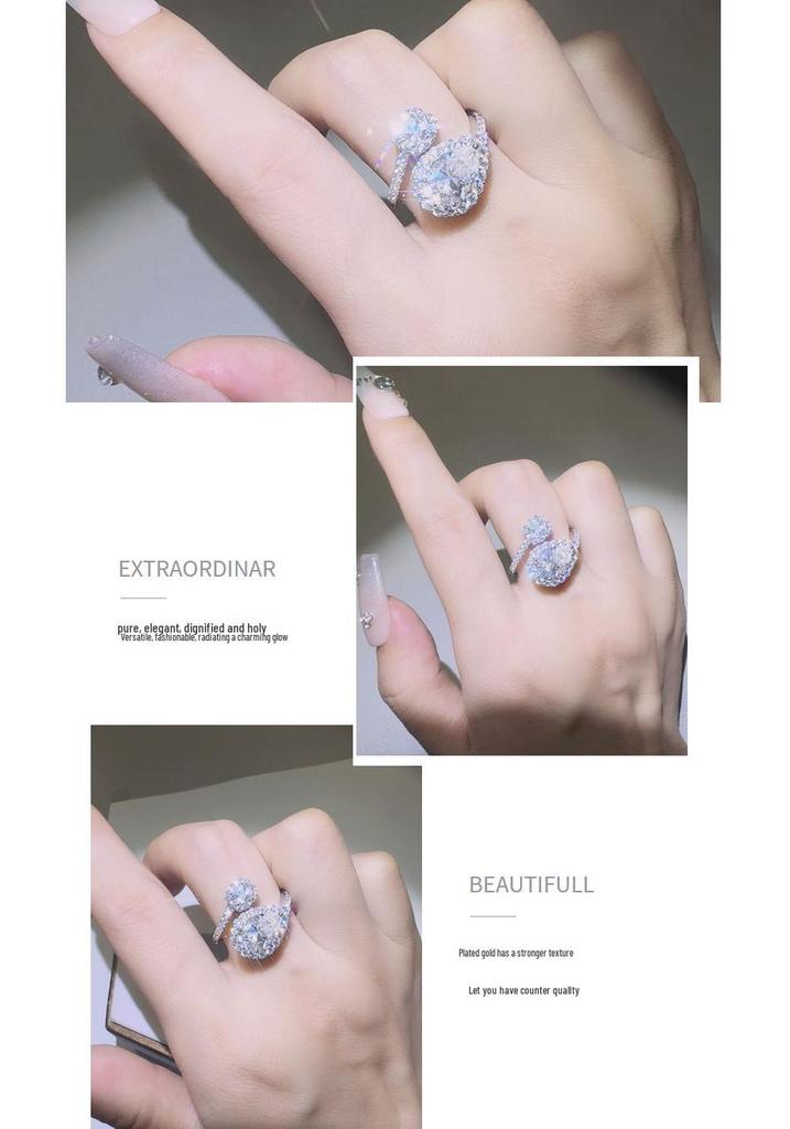 2 Carat Water Drop Moissanite Ring for Women, D Color, VVS1, Micro-set, Diamond Pen Tested, New European & American Style