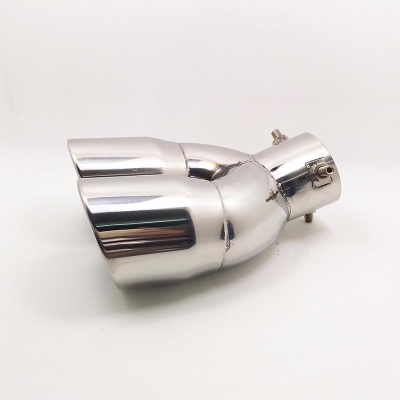 390 Dual-Outlet Stainless Tailpipe for CHR 18-20, Prius, IZOA, Escort - Curved Silver Design