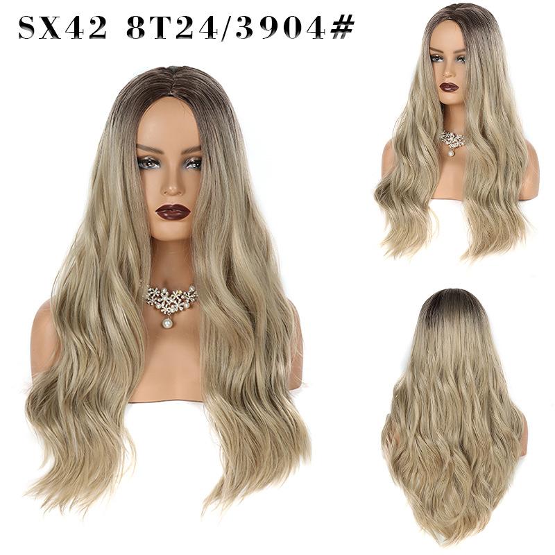 LISI HAIR Dámská módní dlouhá vlnitá paruka bez ofiny, přírodní vodní vlna, paruka ze syntetických vláken pro ženy