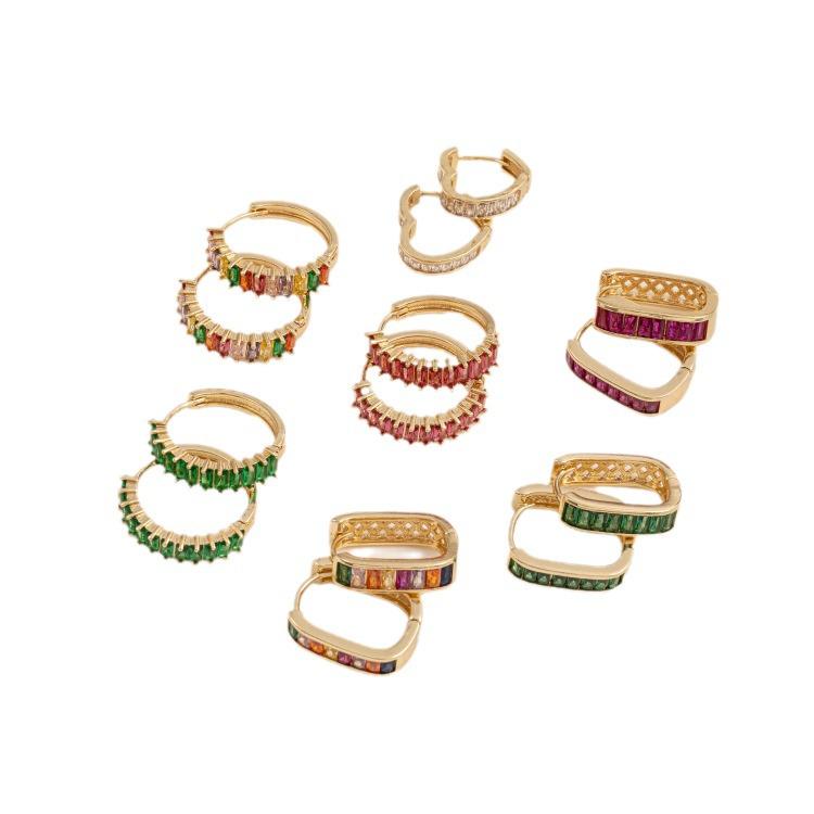 14K Gold-Filled Grüne, Rote & Bunte Zirkonia-Ohrringe & Herzförmige Ohrklemmen - Schlicht, luxuriös und exquisit.