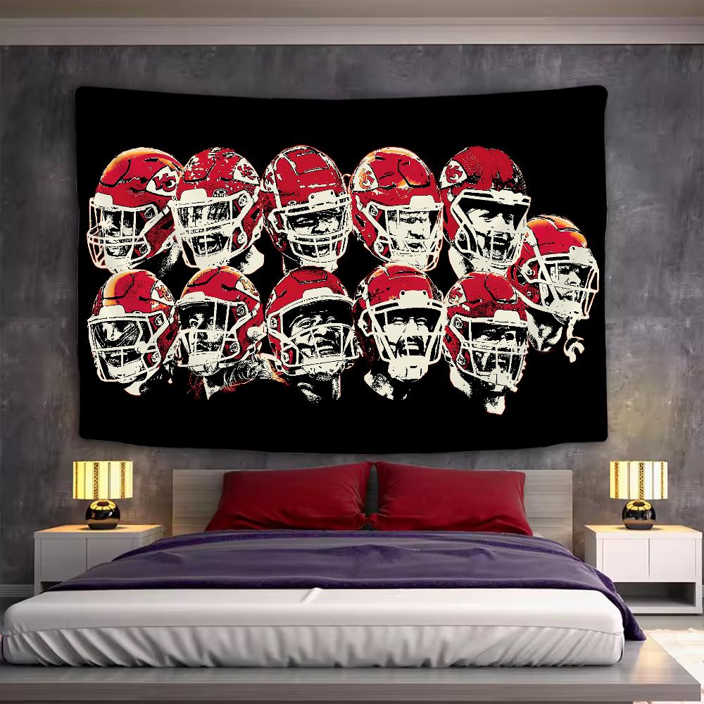 Cool K-Kansa City C-Chiefs NFLS Tapestry Background Hanging Cloth Bedroom Room Decor Aesthetic Tapestry Wall Party