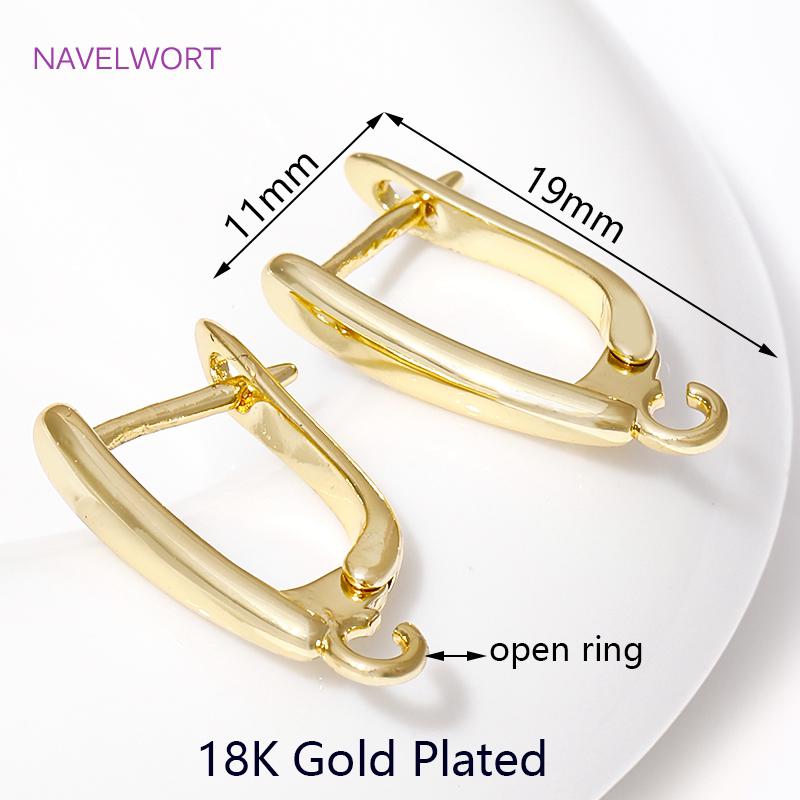 DIY Earring Making Accessories 18K Gold Plated Smooth Earring Hook Clasps Brass Metal Earwires Hooks,Jewelry Making Supplies