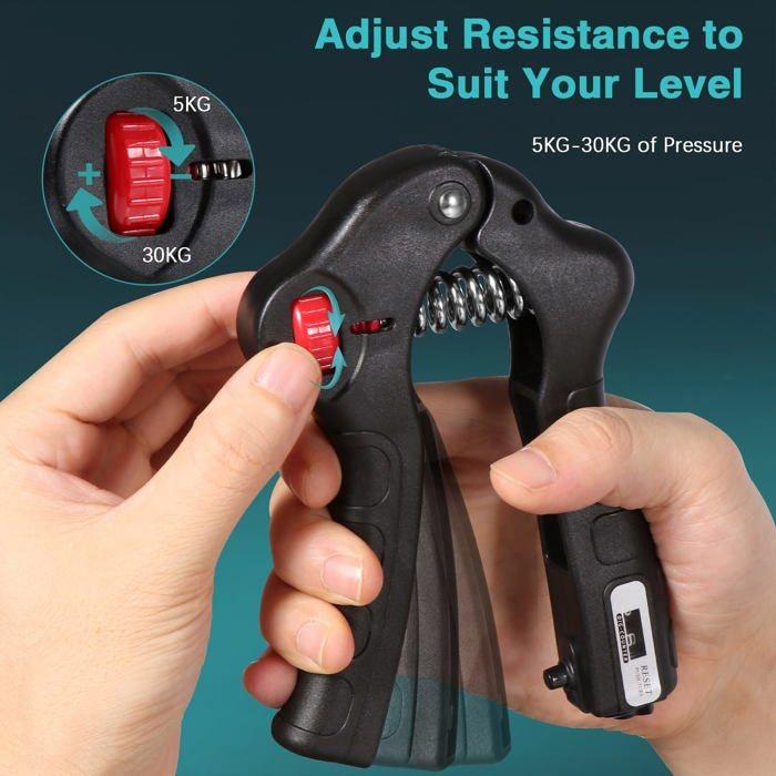 Pince de musculation - VINABO - Hand Grip - Résistance ajustable 5-30 kg - Compteur mécanique - Portable