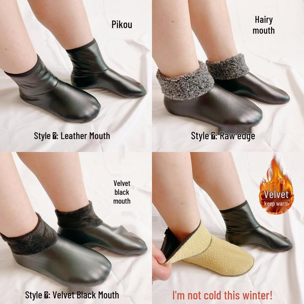 Kinder Leder Bodensocken - Hoher Schaft, Unisex Baby Laufsocken, Dick Warm Hausbekleidung