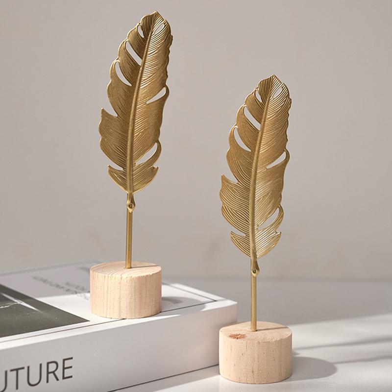 Nordischer Stil Leichter Luxus Metallhandwerk Kreative Heimdekorationen für Wohnzimmer Eingangsbereich Weinschrank Schmiedeeisen Ginkgoblatt