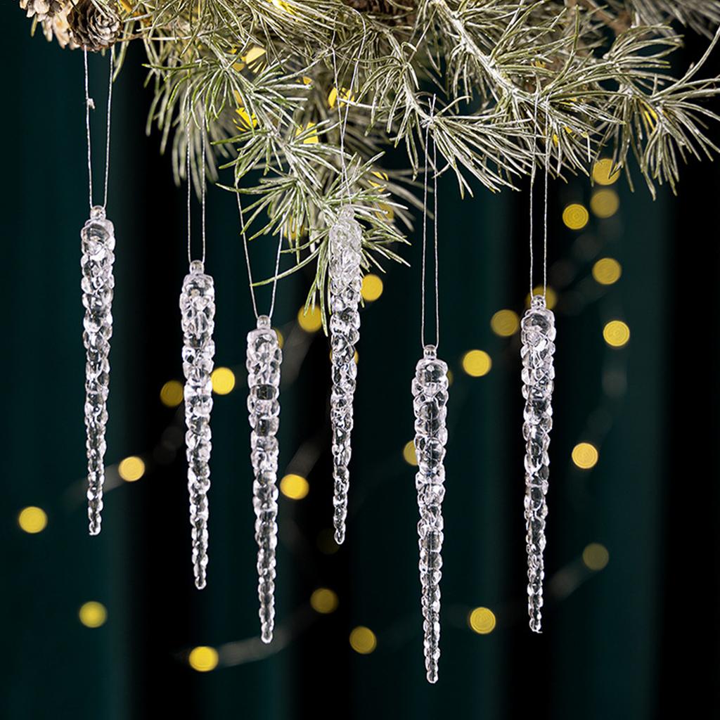Icicle Ornaments for Christmas Tree 24X Clear Acrylic Icicles Drop Ornaments Crystal Christmas Ornaments for Christmas New Year