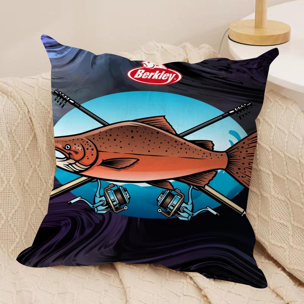Popular Fishing B_Berkleys Cushion Cover Soft Plush Fabric Double-Sided Printed Sofa Cushion Cover for All Seasons Home Decor