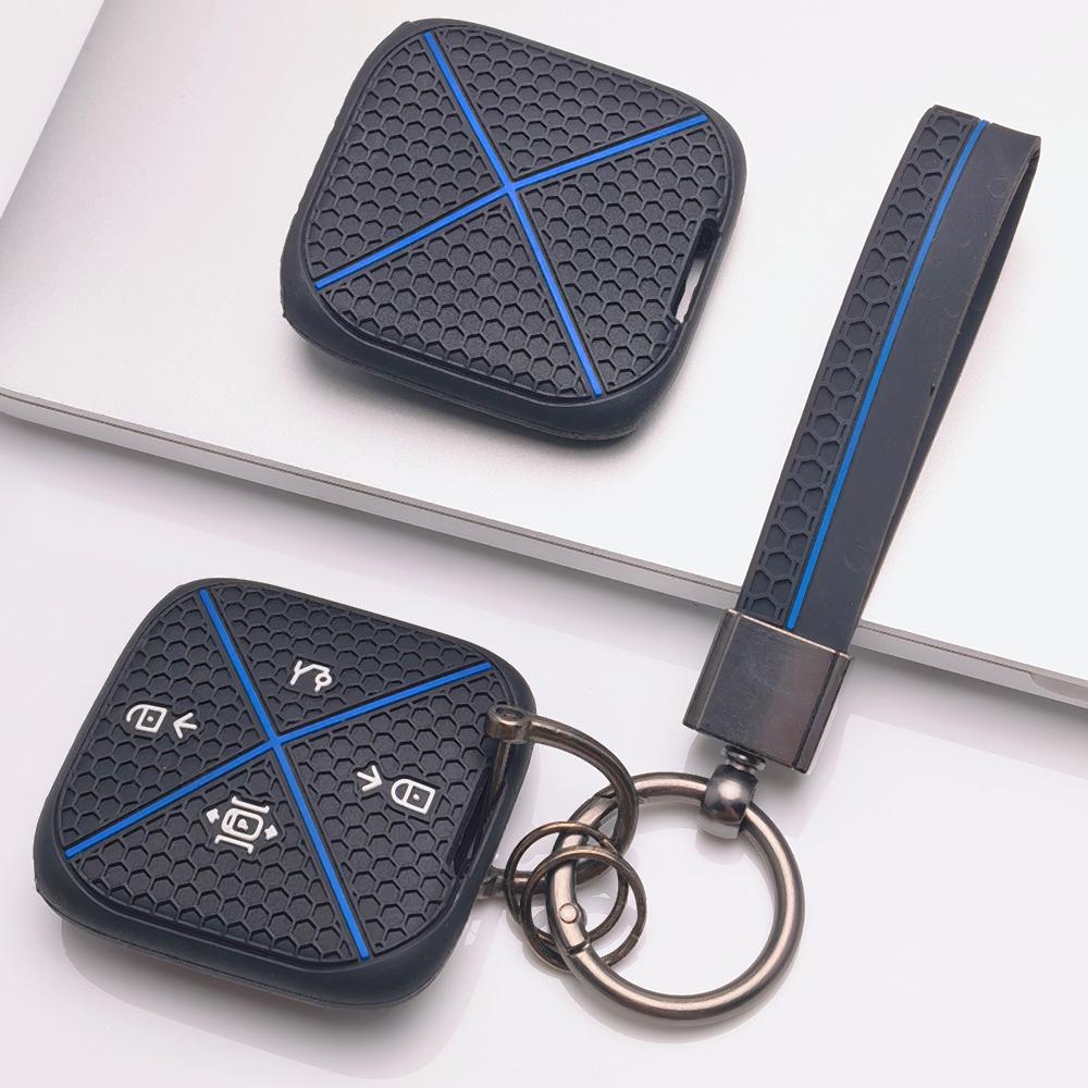 Silicone Smart Key Fob Cover for Zeekr Zeekr 001 Zeekr 009 Zeekr X Zeekr 007 with Keychain Honeycomb Texture Anti Scratch Smart Remote Key Protector