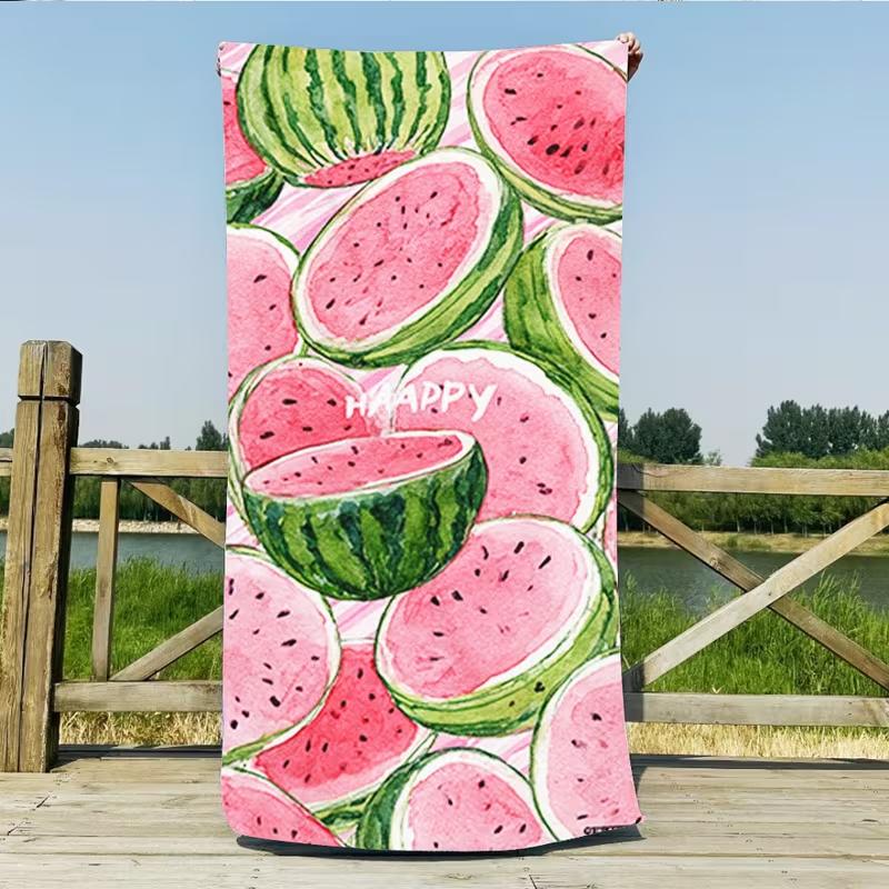 Textilien Watercolor Watermelon Beach Towel Cute Summer Fruit Print Quick Dry Sandproof Absorbent Towel For Beach Travel Vacation