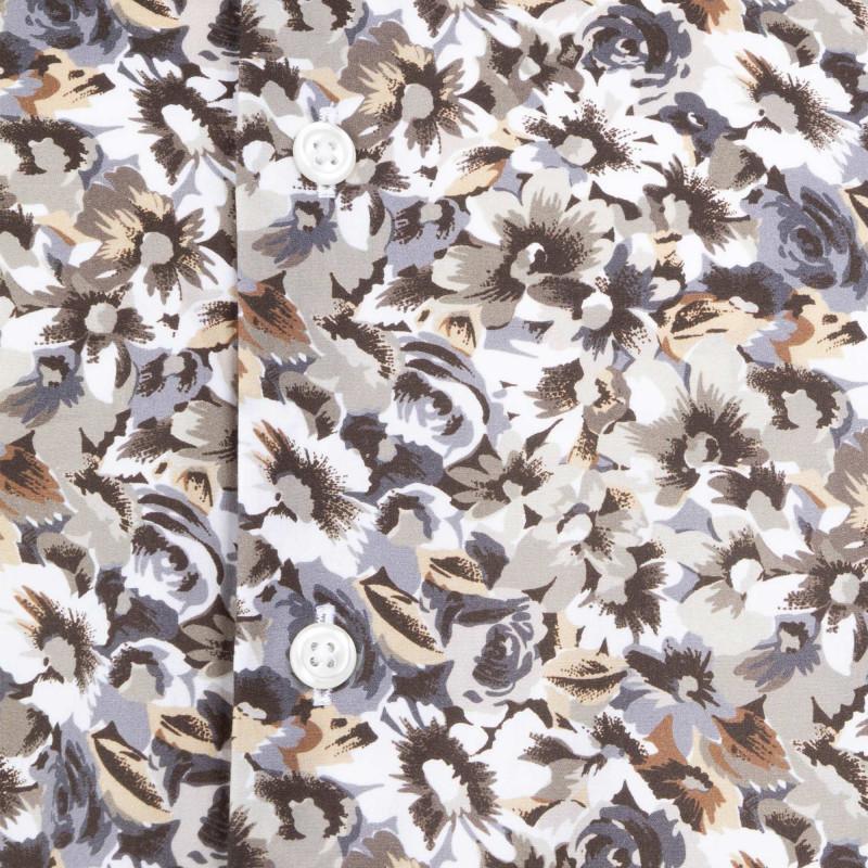 Men's Beige/brown Floral Long-sleeved Shirt TED LAPIDUS