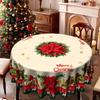 Weihnachtstischdecke, Rote Beere Grüner Kiefernzweig Schneeflocke Schleife Kranz, Europäische Weihnachtsdekoration Runde Tischdecke