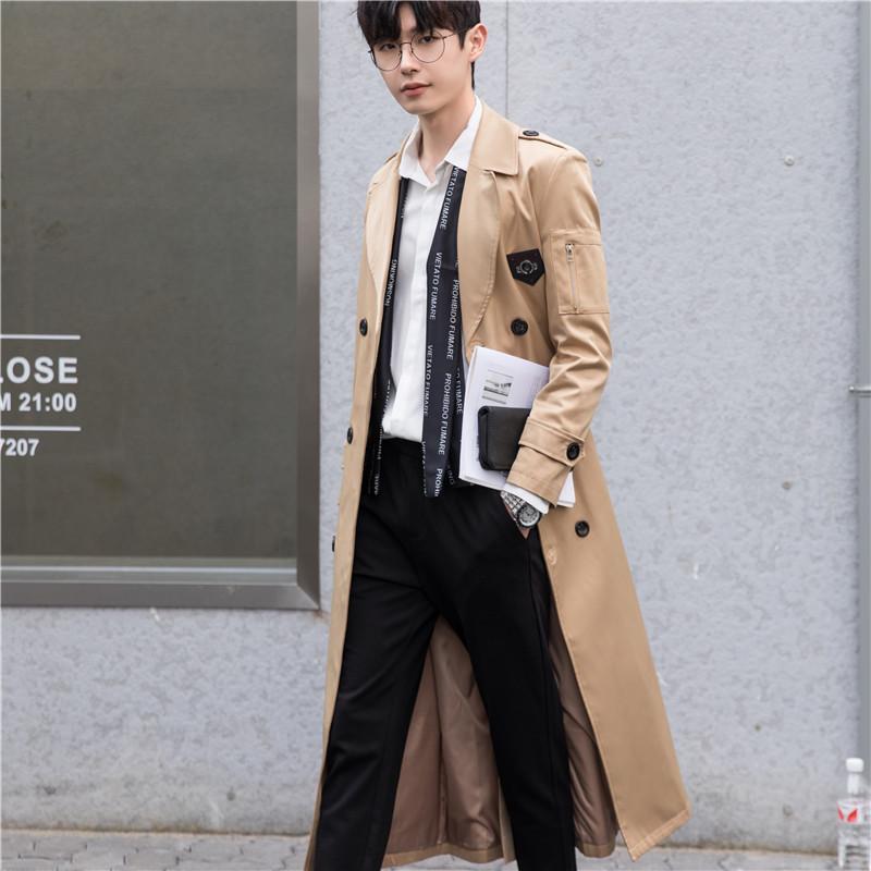 Trench Coat Men`S Long Spring And