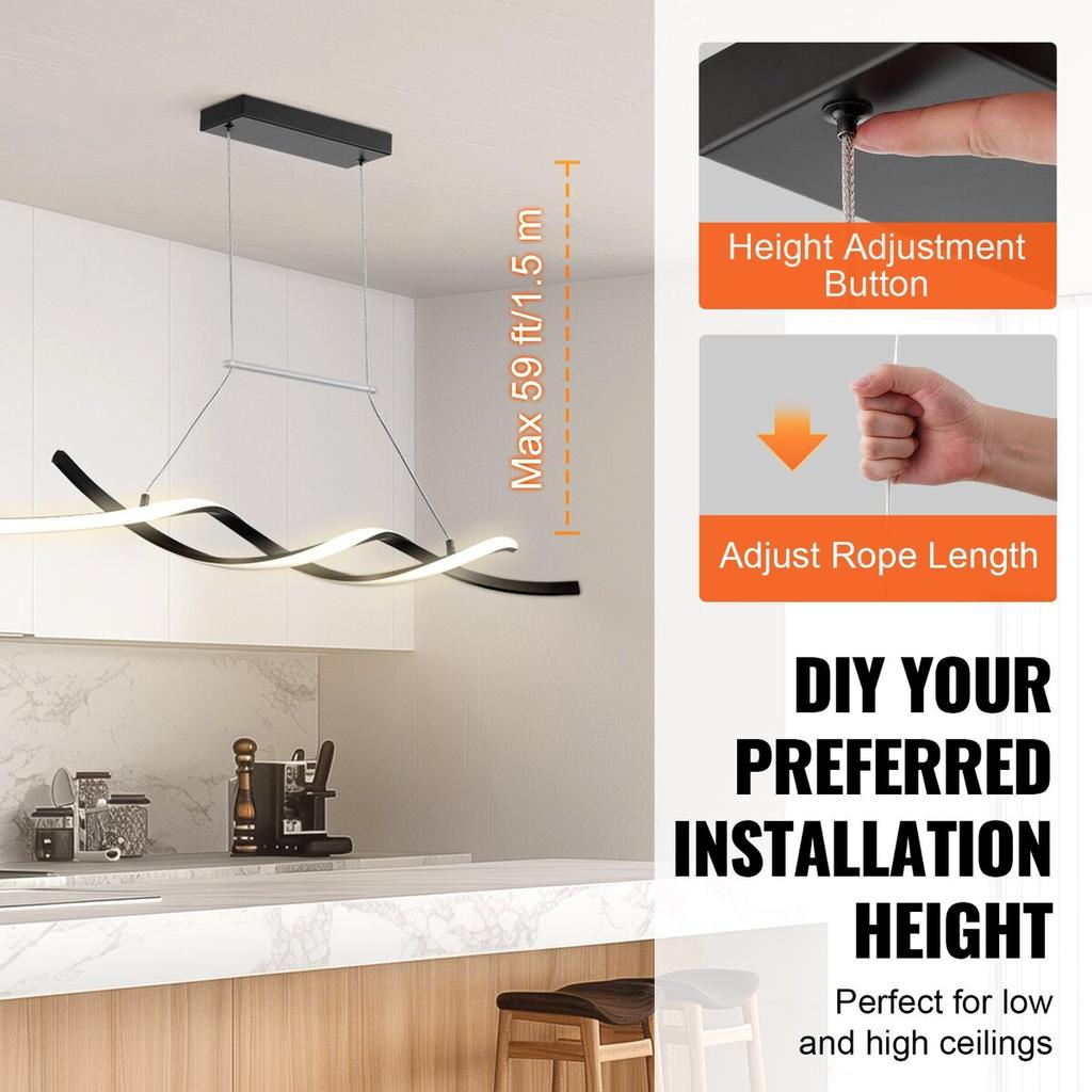 Modern Chandelier Light Fixtures Dimmable LED Pendant Light Remote Control