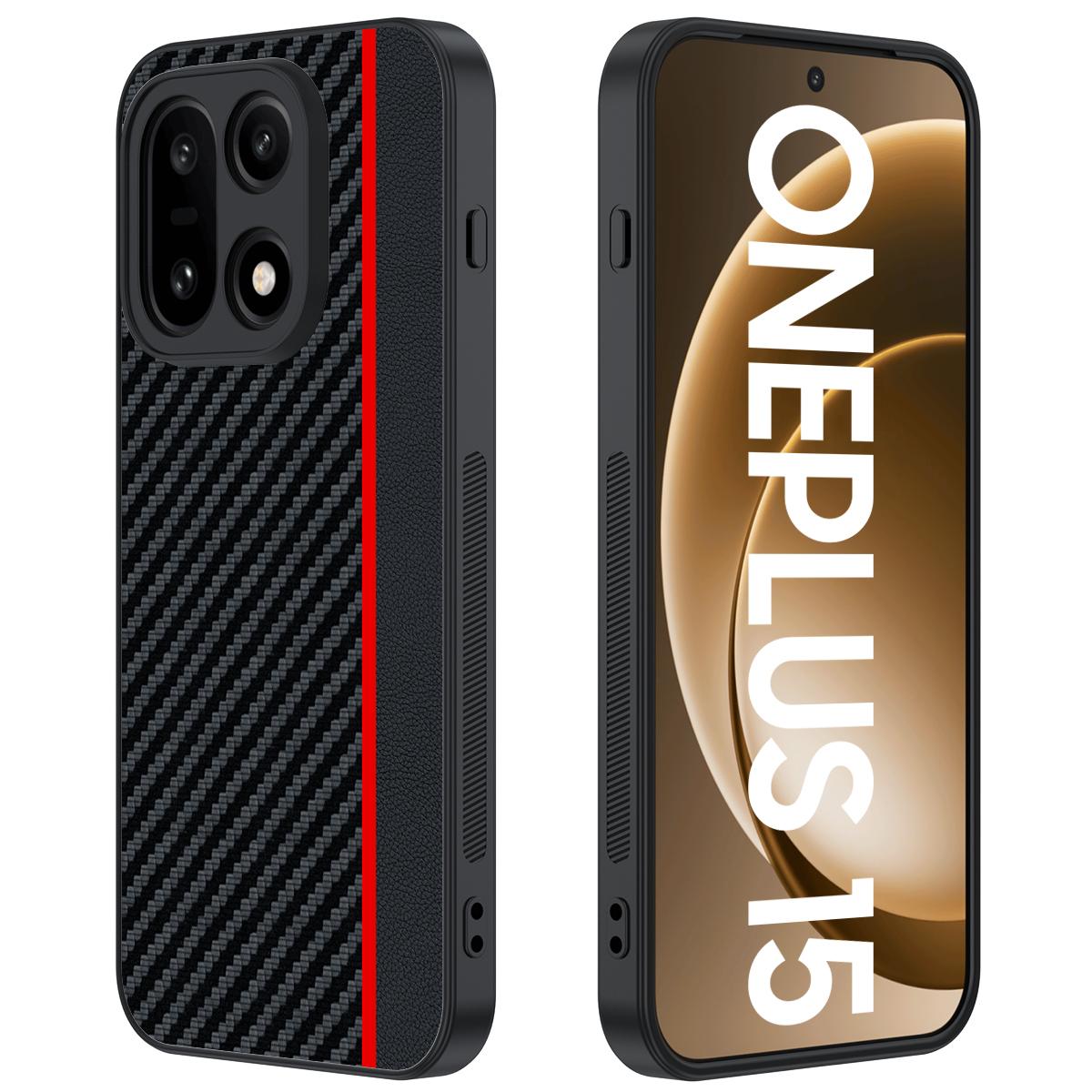 

For OnePlus 15 5G Case Leather + PC Hard Phone Cover Carbon Fiber Texture