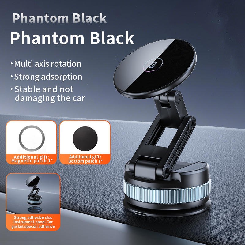 Magnetic Vacuum Suction Car Phone Holder Foldable & Extendable Mount for Windshield/Dashboard Universal Fit for All Smartphones