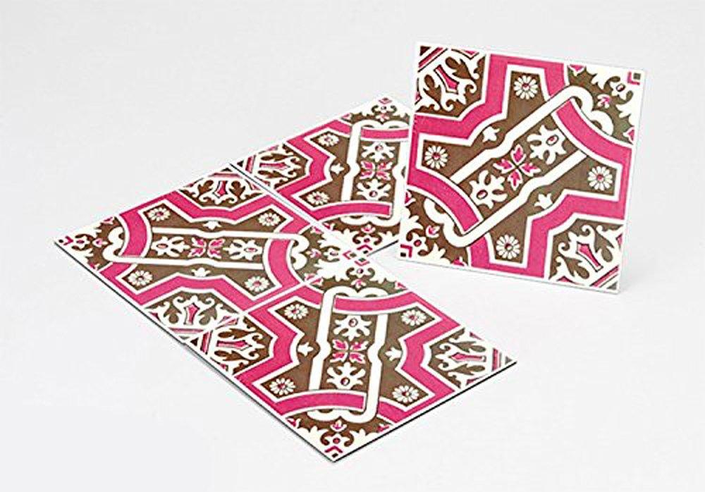 Nitoms decolfa Tile Stickers, Pink, Kitchen Decor, Oil Stain Prevention, Pack of 4, M4000