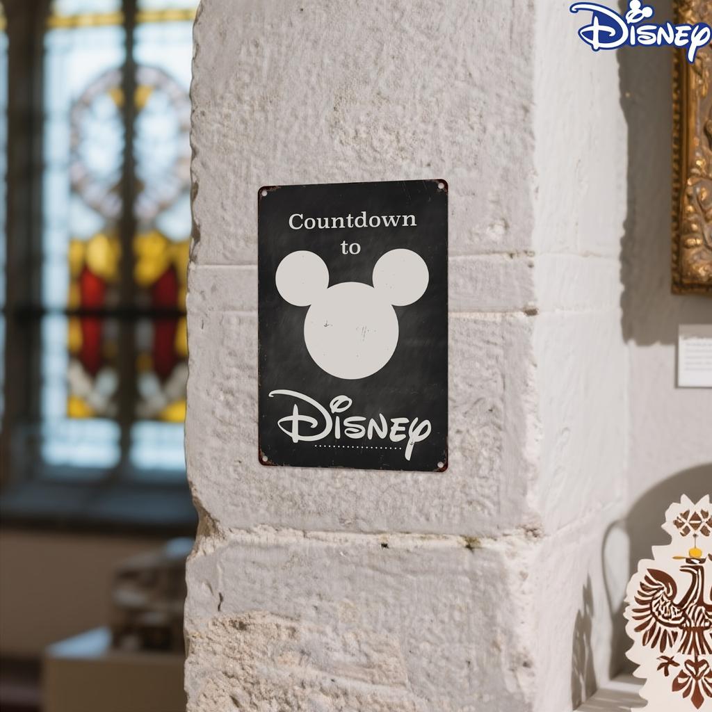 1 szt. Vintage Mickey Mouse & Disney Odliczanie Sztuka Ścienna - 20,32x30,48 cm Trwała Metalowa Tabliczka Cyny z Wzorem "Odliczanie do DISNEY",