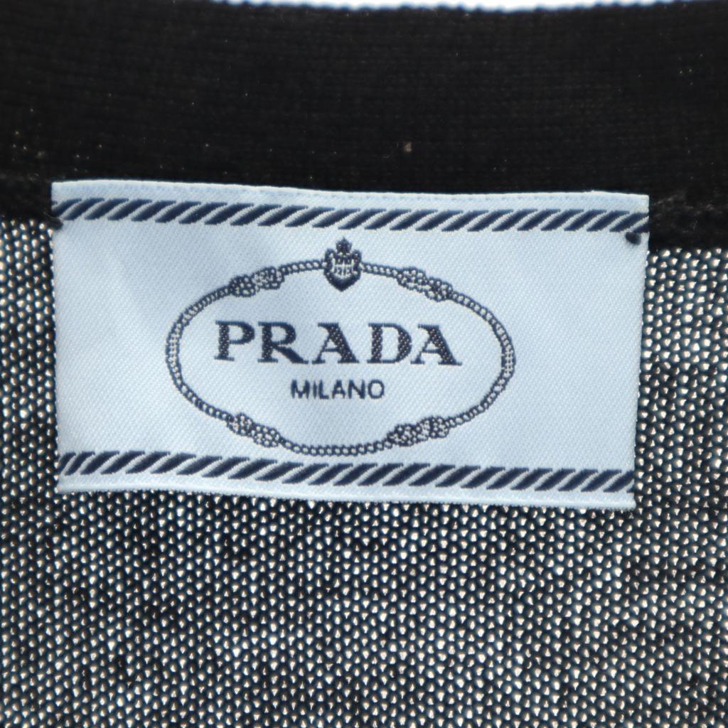 PRADA Long sleeve V neck knit cardigan 38 black Women Used