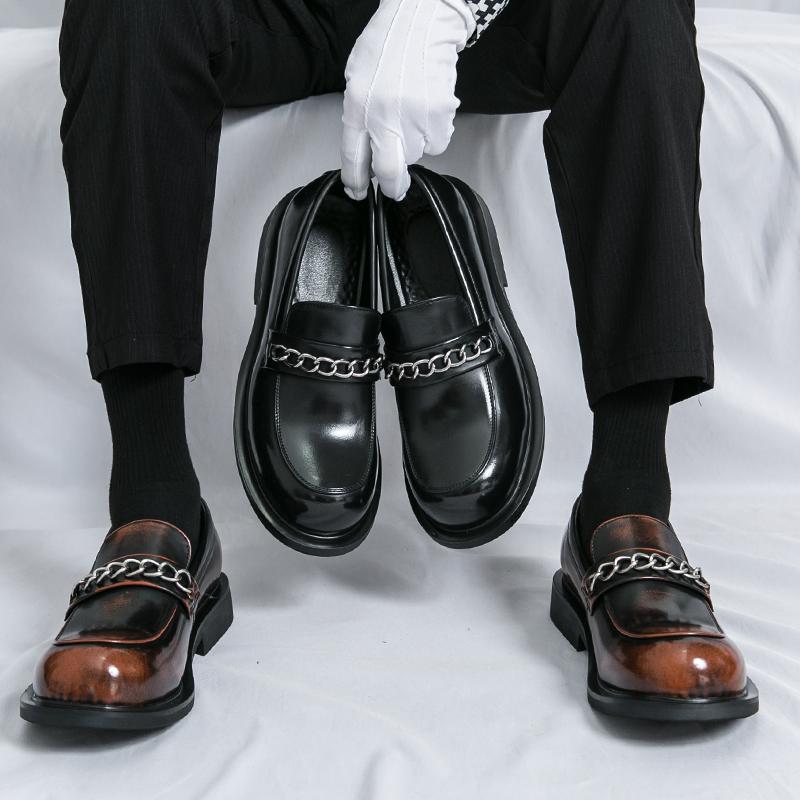 Fashion Spring Fashion New Men's Round Head Business Casual Leather Shoes Luxury Brand Men Comfortable Thick Bottom Banquet Oxford Shoes