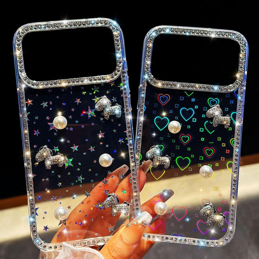 iPhone 17 Pro Max Pearl Pony Rhinestone Protective Case