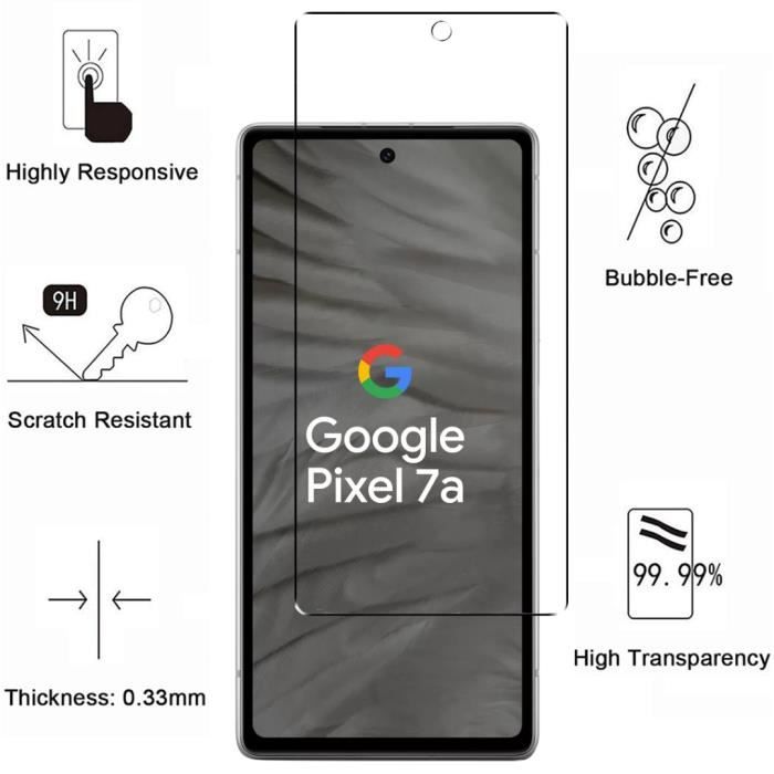 Schutzfolie - Phonillico - Google Pixel 7a - 2er-Pack - Gehärtetes Glas - Kratzfest