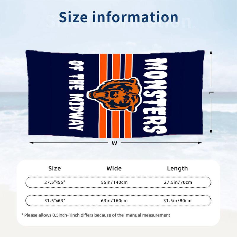 Chicago Bears Beach towels also serve as bath towels summer essential a musthave for the outdoors the beach and the pool
