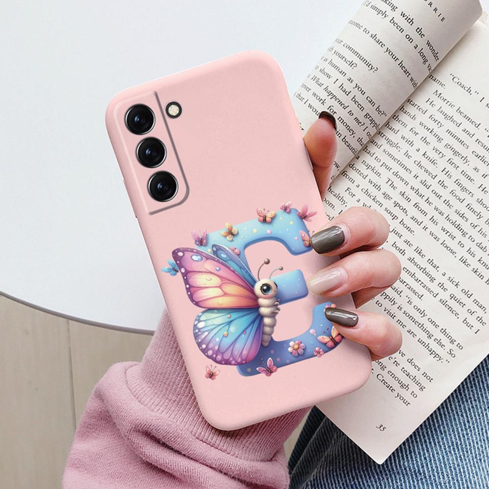 Phone Case Women For Samsung Galaxy S21 FE S22 Plus Girls Bumper Cover Colorful Letter Flower Butterfly Love samsang s22 Ultra