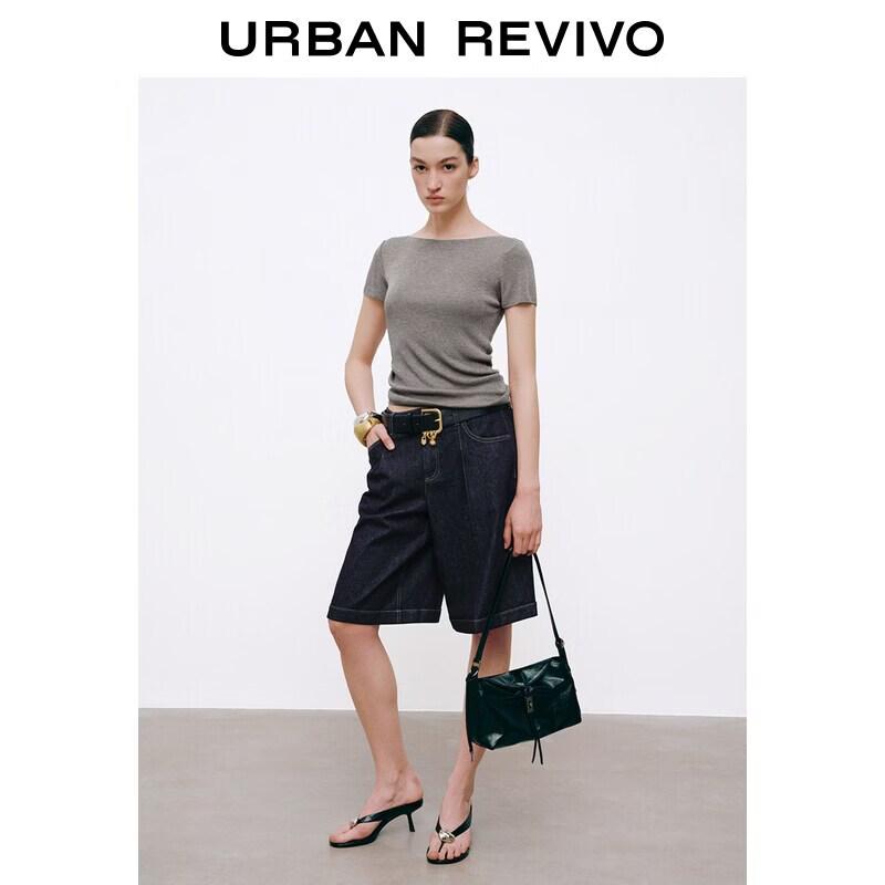 UR Women s Contrast Stitch Loose Denim Shorts 26 синий