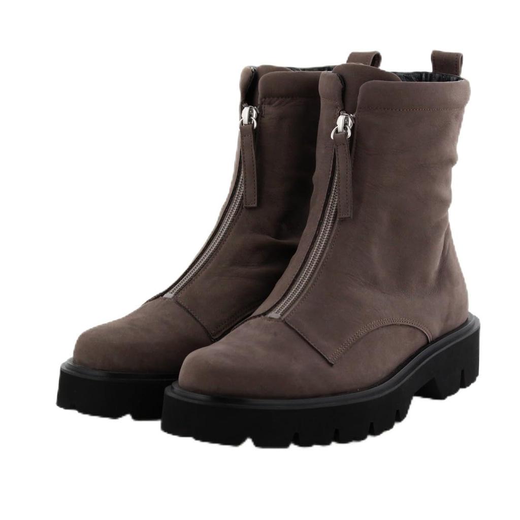 HIMIKO front zip boots with genuine leather cushioned track sole and thick sole, gray, size 265 (product number 651409).