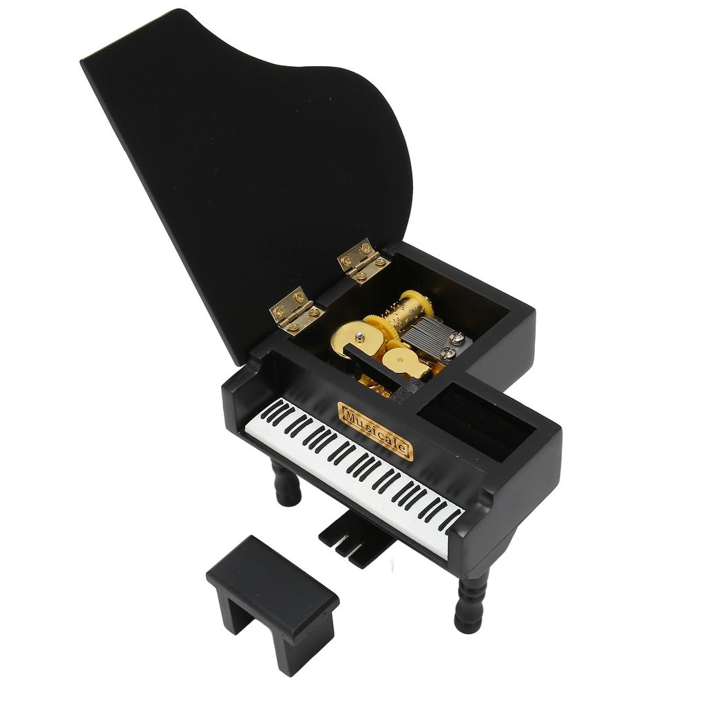 Dřevěná hudební skříňka ve stylu piana, pozlacený strojek, snadná obsluha, natahovací hudební skříňka pro domov, auto