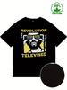 Revolution TV Schwarzes Baumwoll-T-Shirt 180G