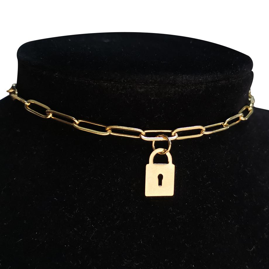 Gold Color Stainless Steel Choker Necklace Women Hip-hop Punk Short Box Link Neck Chains for Women Jewelry Collares De Moda 2019