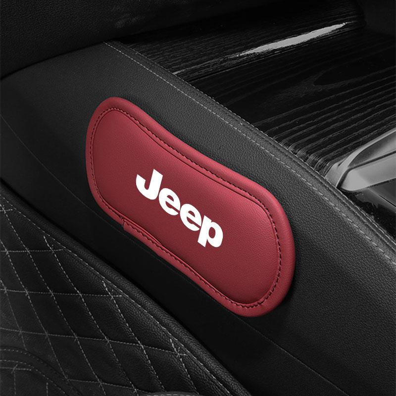 1Pcs Leather Car Pillow Car Knee Pad Elastic Memory Foam Leg Pad For Jeep Renegade Wrangler JK Grand Cherokee WJ XJ Willys Compass Command