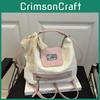 Fashion Color Blocking Design Women Casual Tote Bag With Plush Pendant For Daily Use