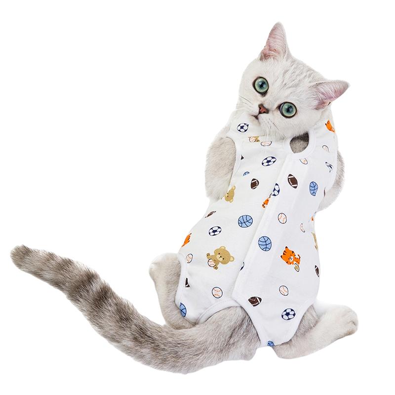 Стерилизационный костюм для кошек, дышащий костюм для восстановления питомцев, защитный от вылизывания жилет после операции, одежда для ухода за животными для маленьких кошек и собак S