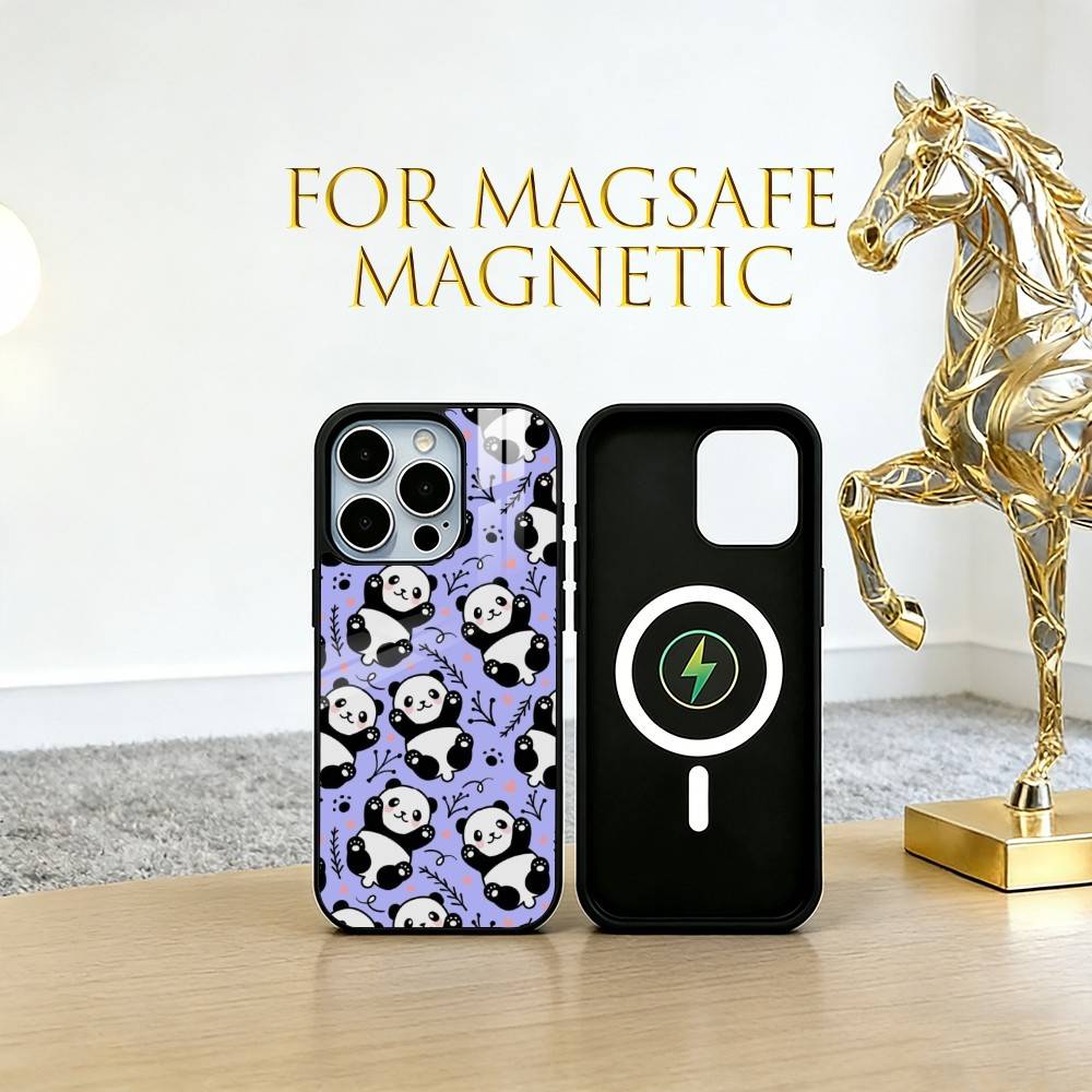 Chibi Panda Phone Case For iPhone17,16,15,14,13,12,11 Plus,Pro Magnetic For Magsafe Wireless Charging
