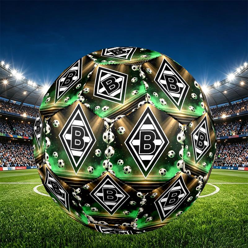 Borussia Monchengladbach Print Size 5 Soccer Ball, PU Wear Resistant Football for Match Training and Daily Practice, Birthday Gift for Soccer Fans