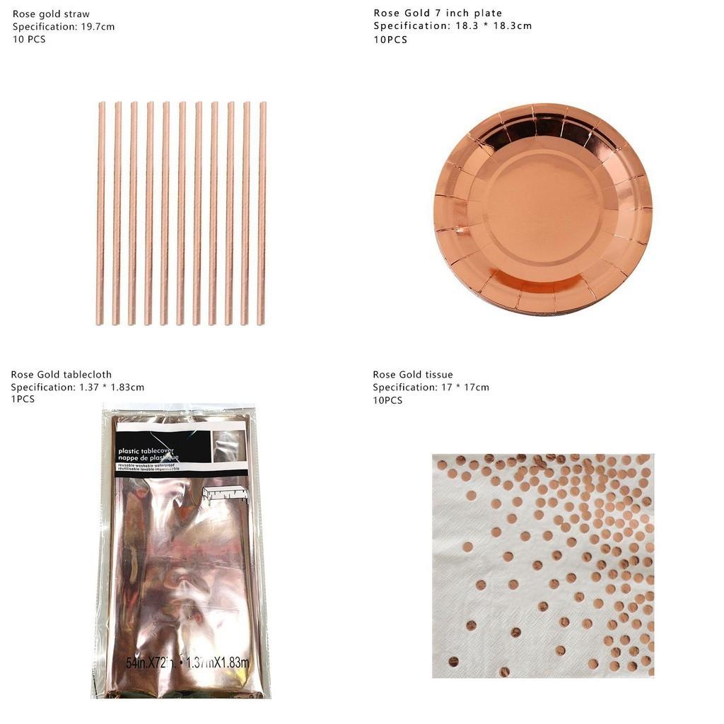 Elegant Rose Gold Stamping Party Tableware Supply Decor For Wedding And Birthday Celebrations