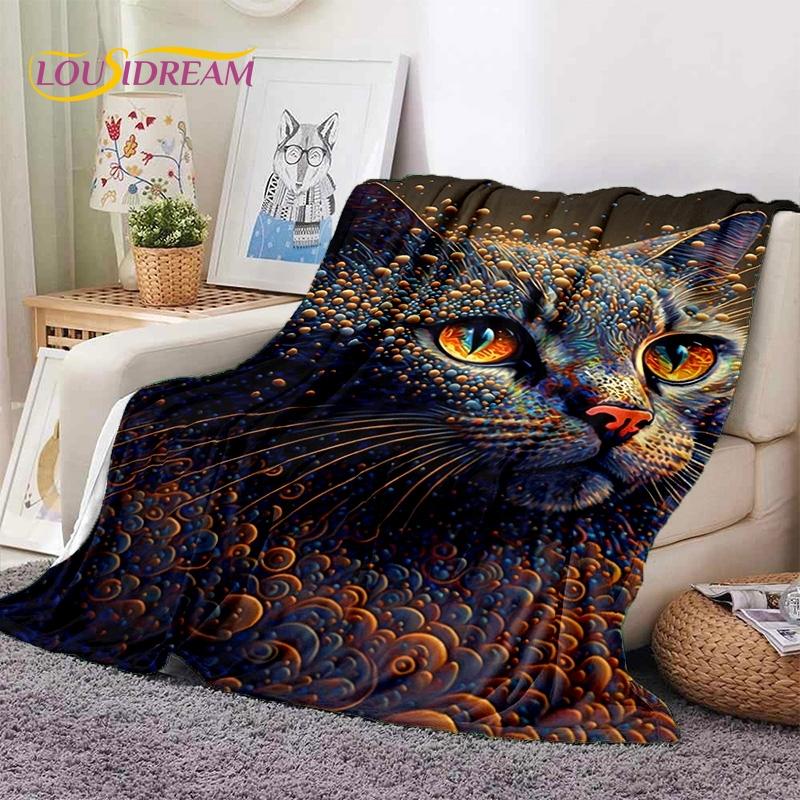 Gato persa 3D, gato de chita fofo, cobertores macios de desenho animado Ragdoll, cobertor para manter aquecido para camas de piquenique, sofá, casa, quarto, presente para criança