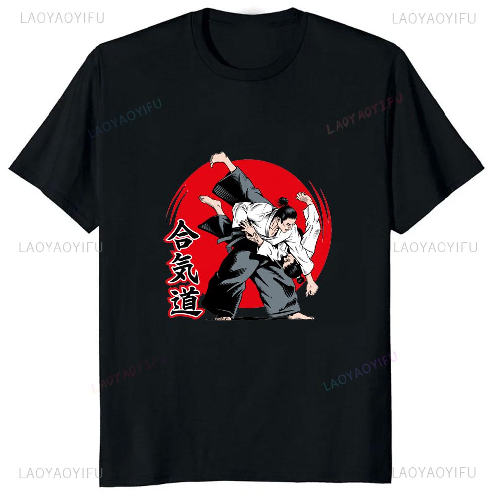Aikido Japan Wushu Printed Graphic Harajuku Style Unisex Tshirt Take Exercise Fitness Casual Fashion Comfort Hipster GYM T Shirt