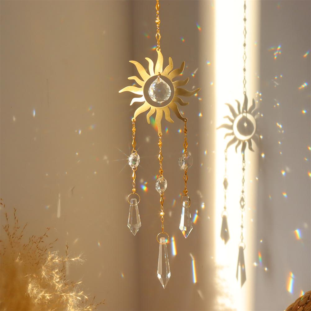 Suncatcher Crystal Wind Chimes Hexagon Sun Catchers Pendant Light Catcher Garden Window Wedding Curtain Chandelier Home Decor