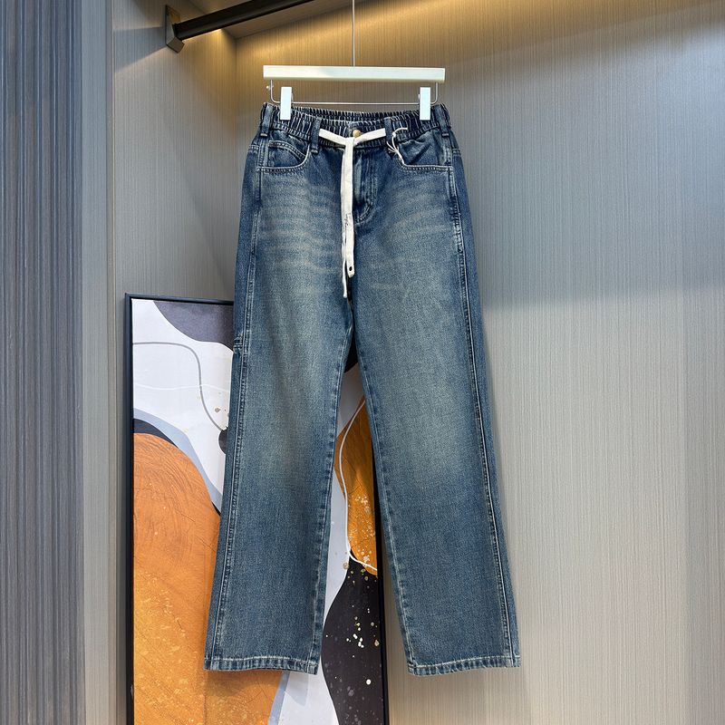 My High-End Line~ Premium American-Style Heavy-Duty Washed Denim Jeans, Loose Straight-Leg Pants for Autumn and Winter Blue EUR33