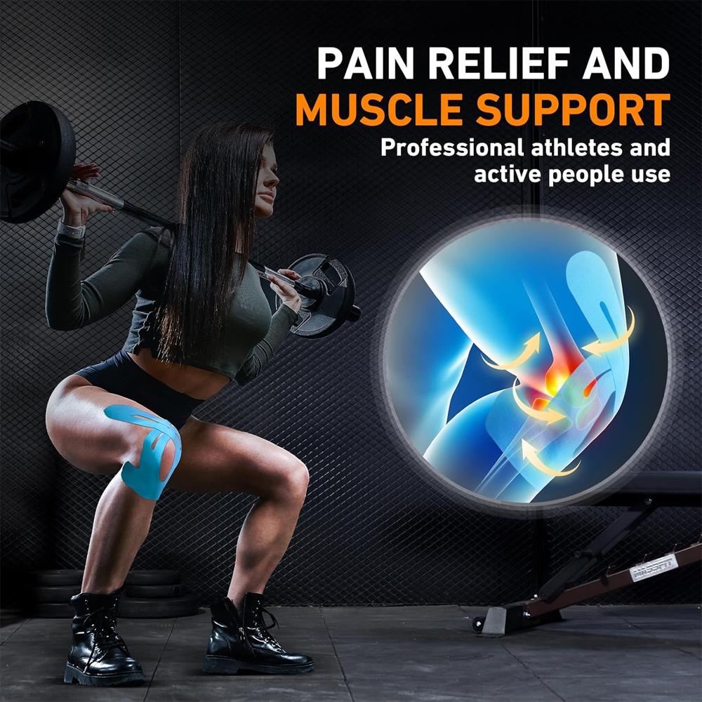 10PCS Kinesiology Tape for Knees, Knee Support & Stability, Knee Pain Relief Athletic Tape - Waterproof & Elastic, Breathable Hy