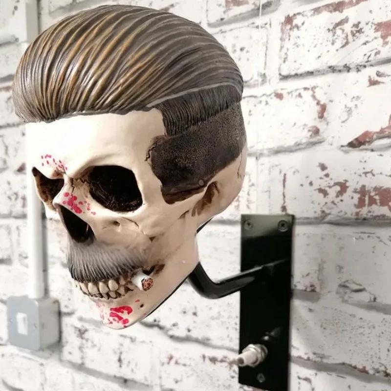 Držák na lebku pro motocyklovou helmu a bundu Kreativní cool držák na motocyklovou helmu v podobě lebky Nástěnný závěs na helmu v podobě lebky pro dospělé