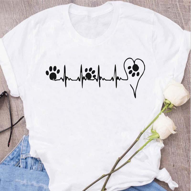Womens Black Dog Claw Printed Tshirt Leopard Love Printed Christmas Reindeer Design Short Sleeve Casual Holiday Tshirt