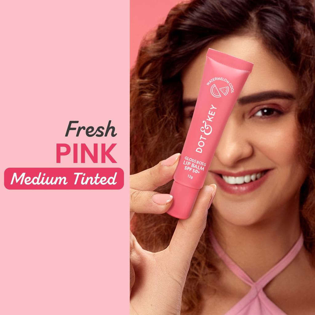 Dot & Key Gloss Boss Brightening Lip Balm SPF 50+ Cooling Glossy Finish For Dry Lips Watermelon 12 g Daily Use