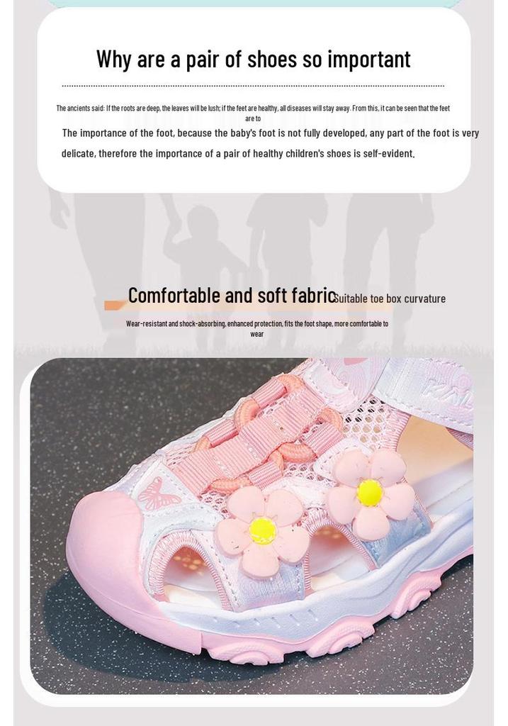 Mädchen Prinzessin Sandalen 2026 Sommer Geschlossene Zehenpartie - Koreanischer Stil Lässige Strandschuhe
