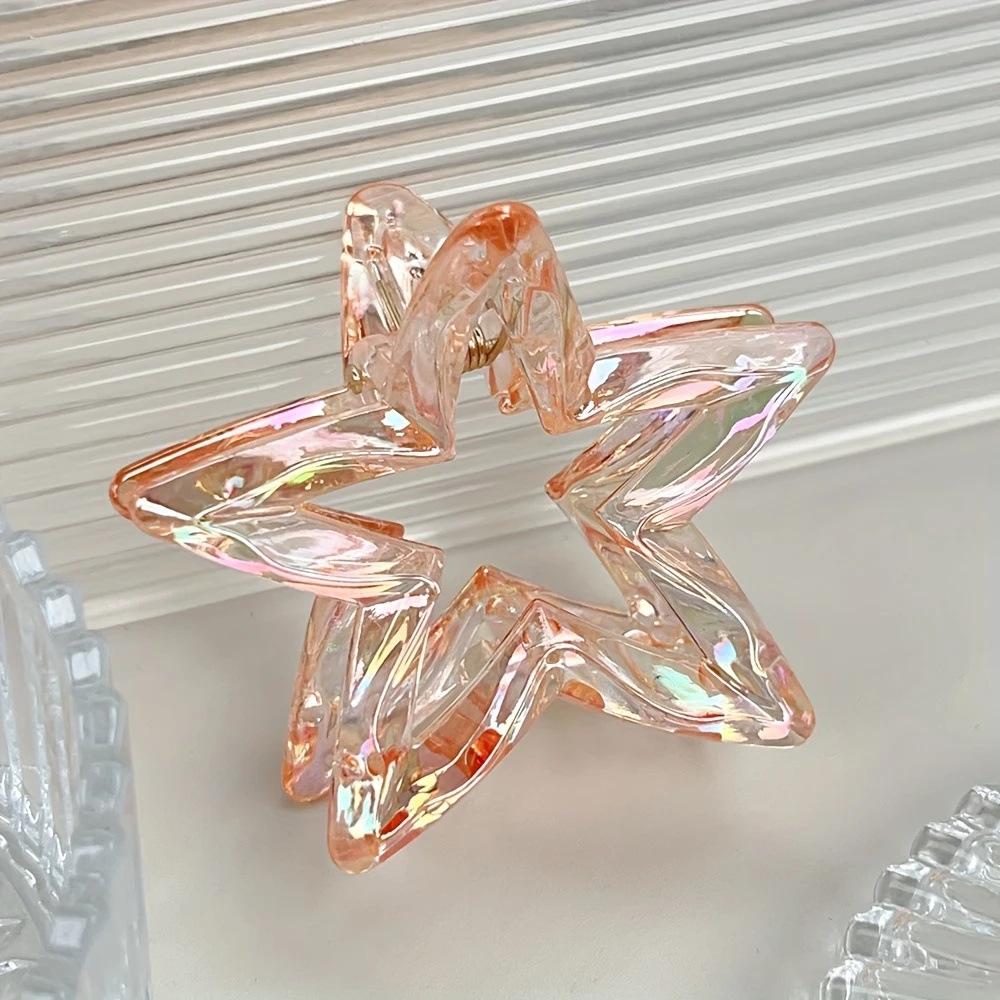 Colorful Hollowed-out Star Shark Clip Sweet Semi-tied Hair Clip  Cute Five-pointed Star-shaped Ponytail Clip  Fashionable Hair Clip